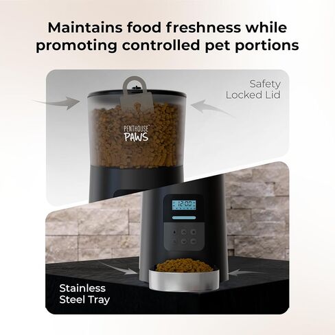 Automatic Cat Food Feeder, 6L Twist-Lock Cat Feeder, 6 Schedule Meals Daily, Anti Jam Cat Feeder, LCD with 10s Meal Call Cat Feeder, Backup Battery Pet Feeder, Pet Feeder Dry Food, Dog Food Feeder in Saudi Arabia