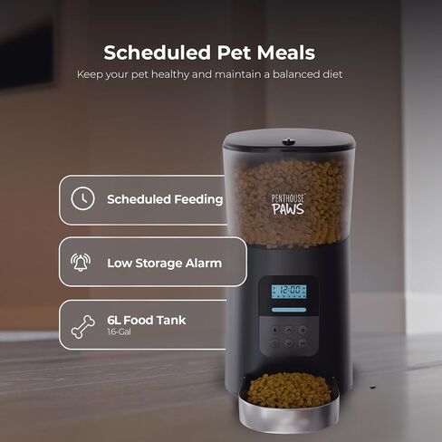 Automatic Cat Food Feeder, 6L Twist-Lock Cat Feeder, 6 Schedule Meals Daily, Anti Jam Cat Feeder, LCD with 10s Meal Call Cat Feeder, Backup Battery Pet Feeder, Pet Feeder Dry Food, Dog Food Feeder in Saudi Arabia