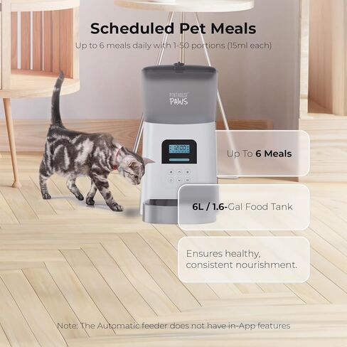 Automatic Cat Food Feeder, 6L Twist-Lock Cat Feeder, 6 Schedule Meals Daily, Anti Jam Cat Feeder, LCD with 10s Meal Call Cat Feeder, Backup Battery Pet Feeder, Pet Feeder Dry Food, Dog Food Feeder in Saudi Arabia