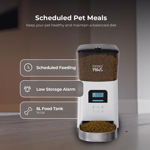 Automatic Cat Food Feeder, 6L Twist-Lock Cat Feeder, 6 Schedule Meals Daily, Anti Jam Cat Feeder, LCD with 10s Meal Call Cat Feeder, Backup Battery Pet Feeder, Pet Feeder Dry Food, Dog Food Feeder in Saudi Arabia