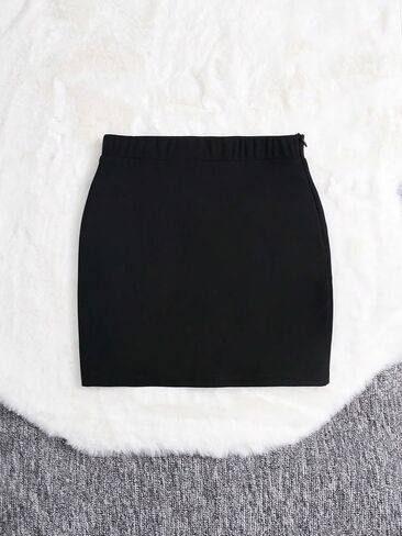 OYOANGLE Girl's Wrap Front Ruched Asymmetrical Hem Casual Solid Summer Unlined Short Skirt in Saudi Arabia