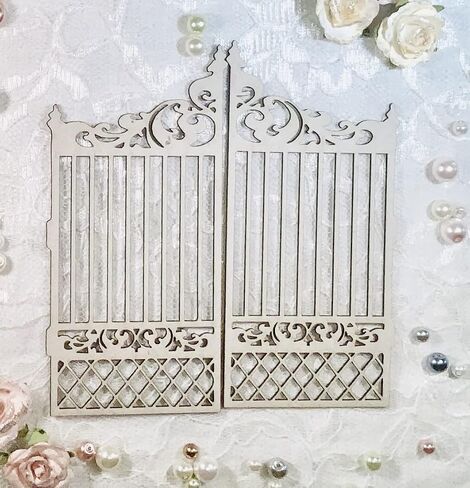 SCRAPAHOLIC SCRAPBOOK SUPPLY Garden Gate, 2/Pkg, 5.5"X2.75" Scrapaholics Laser Cut Chipboard 1.8mm Thick in Saudi Arabia