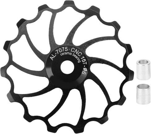 Derailleur Pulley, 15T Mountain Bike Rear Pulley Aluminium Alloy Ceramic Bearing Derailleur Pulley(Black) in Saudi Arabia