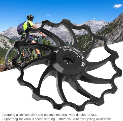 Derailleur Pulley, 15T Mountain Bike Rear Pulley Aluminium Alloy Ceramic Bearing Derailleur Pulley(Black) in Saudi Arabia