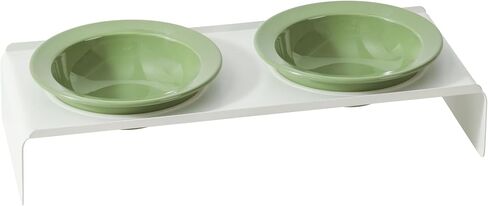 Ceramic Raised Cat Bowl, Elevated Cat Food and Water Bowl,Kitty Bowl,Cat Dish, Pet Feeder, Protect Cervical Spine,Pet Supplies (5.5inch, Bowl x 4 - Green) in Saudi Arabia