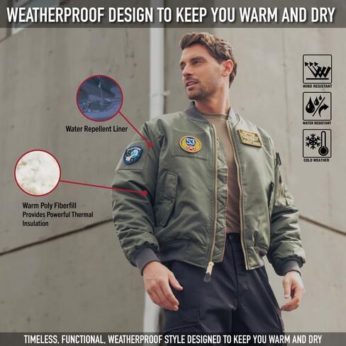 Rothco Flight Jacket with Patches - Iconic MA-1 Aviator Bomber Jacket - Black - Large in Saudi Arabia