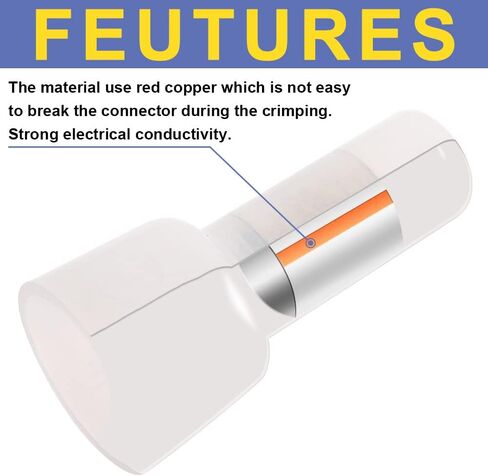 haisstronica 350pcs Closed End Crimp Connectors,Red Copper Wire Crimp Cap Connectors,22-16 16-14 12-10 Gauge(3 Sizes) in Saudi Arabia