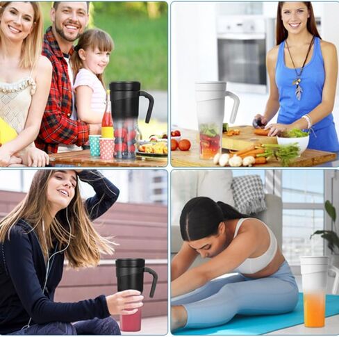 Portable Blender, Personal Blender for Shakes and Smoothies, 16 oz Personal Size Blender, Smoothie Blender with 6 Blades, BPA Free, USB Rechargeable, Juicer Blender with Straw, Black in Saudi Arabia