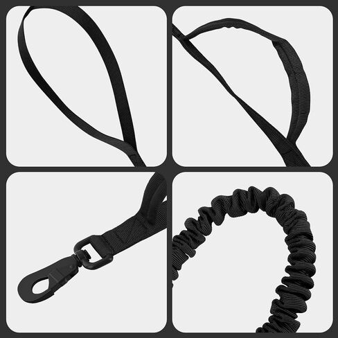 Tactical Dog Leash, Heavy Duty Dog Leash Bungee for Medium and Large Dogs, No Pull Dog Leash for Shock Absorption, 4FT Military Dog Leash with 2 Control Handles Training Leash in Saudi Arabia