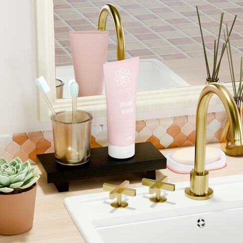 Kitchen Soap Tray Decor, Bamboo Pedestal Stand Risers for Display Decorative, Black Sink Tray for Kitchen Decor and Accessories, Dish Soap Holder Kitchen Counter Tray 8.7" x 3.5" x 1.6" in Saudi Arabia
