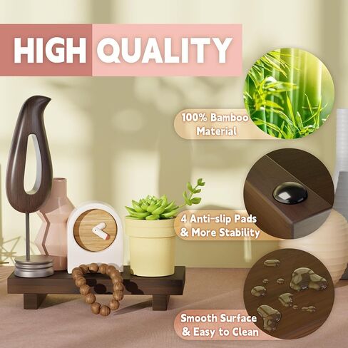 Kitchen Soap Tray Decor, Bamboo Pedestal Stand Risers for Display Decorative, Black Sink Tray for Kitchen Decor and Accessories, Dish Soap Holder Kitchen Counter Tray 8.7" x 3.5" x 1.6" in Saudi Arabia