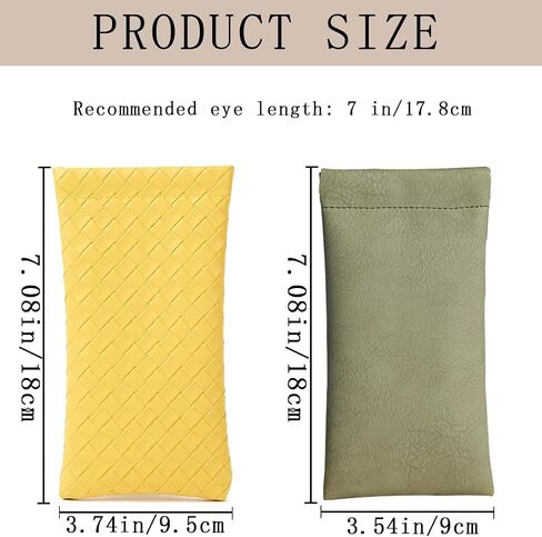 4 PCS Portable Sunglass Eyeglass Case, Leathe Soft Sunglass Pouch Easy To Use Anti-Scratch Organizer Bag Squeeze Top Leather Glasses Pouch for Women and Men（Pink-Green-Light Yellow-Light Gray） in Saudi Arabia