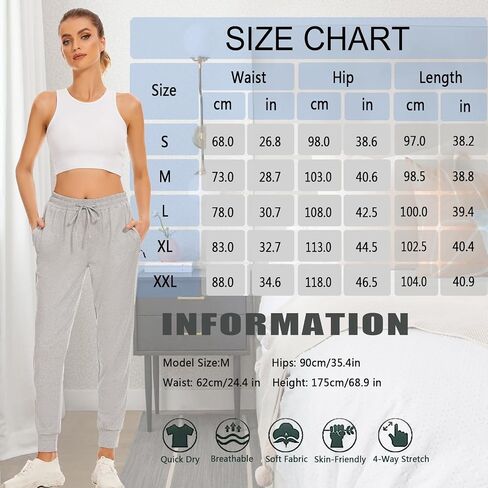 BATHRINS Women's Lightweight Sweatpants Comfy Workout Joggers Lounge Pants with Zipper Pockets in Saudi Arabia