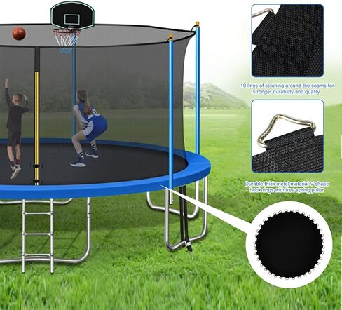 استبدال حصيرة الترامبولين، حصيرة الترامبولين تناسب إطار 12FT 14FT 15FT، مع حلقات على شكل حرف V 72/80/96 تناسب 5.5/5.5/7.0 بوصة، حصيرة القفز للتعزيز، مقاومة للأشعة فوق البنفسجية، لا تشمل الزنبرك. in Kuwait