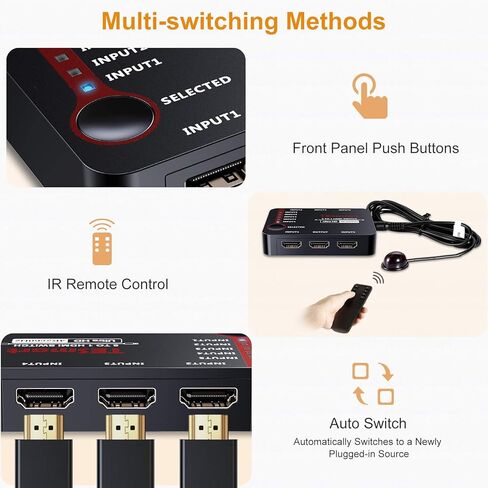 محول HDMI 5x1 من TESmart، 5 في 1 خارج 4K@60 هرتز، محول HDMI CEC والتبديل التلقائي مع جهاز التحكم عن بعد بالأشعة تحت الحمراء، 5 منافذ HDMI محدد متوافق مع HDTV DVD Xbox PS4/PS5 Apple Roku TV in Kuwait