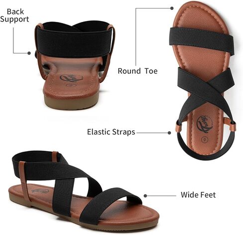 Trary Sandals Women, Womens Sandals, Flat Sandals for Women Dressy Summer, Women's Sandals, Elastic Sandals for Women, Cute Sandals, Open Toe Dress Sandals,Wide Sandles Womans, Sandalias Para Mujer in Kuwait