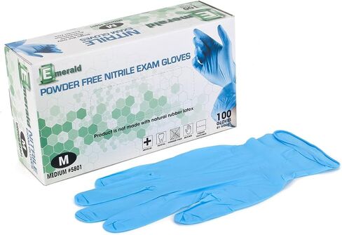 Emerald Nitrile Exam Gloves - Medical Grade Powder Free Latex Free Disposable Multipurpose Food Safe - 3.5 mil, Medium in Saudi Arabia