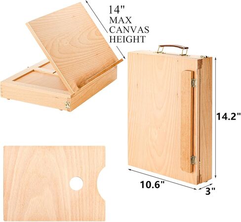 DEAYOU Wood Easel Storage Box, Portable Sketchbox Drawing Easel Case Palette for Art Supply, Painters, Adult, Student in Saudi Arabia