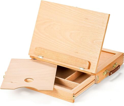 DEAYOU Wood Easel Storage Box, Portable Sketchbox Drawing Easel Case Palette for Art Supply, Painters, Adult, Student in Saudi Arabia