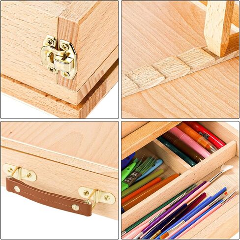 DEAYOU Wood Easel Storage Box, Portable Sketchbox Drawing Easel Case Palette for Art Supply, Painters, Adult, Student in Saudi Arabia