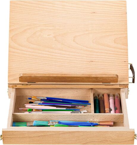 DEAYOU Wood Easel Storage Box, Portable Sketchbox Drawing Easel Case Palette for Art Supply, Painters, Adult, Student in Saudi Arabia