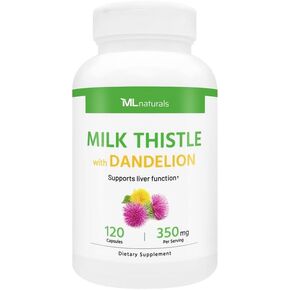 مستخلص شوك الحليب والهندباء من إم إل ناتشورالز - 250 مجم شوك الحليب، 100 مجم جذر الهندباء (لكل جرعة) 120 كبسولة in Kuwait