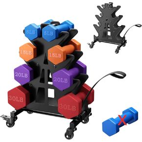 4-Tier Dumbbell Rack on Wheels – Portable A-Frame Weight Rack for Home Gym, Fits 3-30 lb Dumbbells (Rack Only) in Saudi Arabia