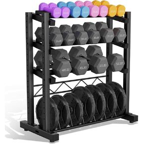 Upgraded 4-Tier Dumbbell Rack, 1100LBS Weight Rack for Home Gym, Barbell Holder Bumper Plate Storage Rack with Adjustable Height & Width Design, Heavy Duty Weight Storage Organizer (Rack Only) in Kuwait