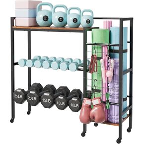 HavenlyYouth Dumbbell Rack, Gym Storage Rack, Weight Rack for Home Gym, Dumbbells, Kettlebells, Yoga Mats & More Space-Saving Home Gym Organizer in Kuwait