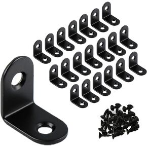 2 Inch L Brackets 10 Pack - 90 Degree Black Corner Braces for Wood Furniture & Shelves - Small L Shape Metal Support Brackets for DIY Home Improvement/ Cabinet & Wall Mounting in Kuwait