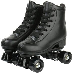 XUDREZ Double-Row Roller Skates for Unisex - PU Leather High-Top Four-Wheel Shiny Skates in Kuwait