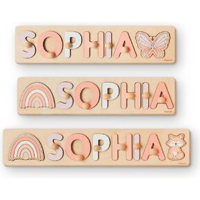 Personalized Name Puzzle Montessori Toys Nursery Decor Customized Puzzle Educational Toy Christmas Gift For a 1 Year Old Gifts Kids Name Sign for Nursery Easter Present for Baby in Kuwait