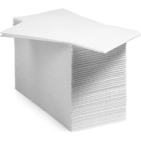 300-Pack BloominGoods Disposable Bathroom Napkins | Single-Use Classic Lite Linen-Feel Guest Towels, Made in USA | Cloth-Like Hand Towels, White, 12" x 17" in Kuwait