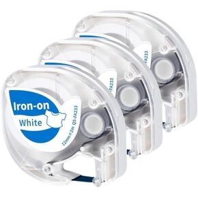 3 5 Pack Iron On Fabric Label Tape for Clothing Home Use Compatible with Label Tapes and P12 Thermal Label Maker(3-Black on White) in Kuwait