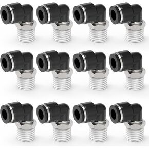 12Packs 1/4" OD Tube x 3/8" NPT Thread Elbow Push to Connect Fittings,Pneumatic Male Quick Connect Air Line Hose Fittings Accessories in Kuwait