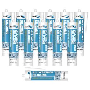 سيليكون Bond It All Weather، مانع تسرب ممتاز للنوافذ والأبواب، مانع تسرب سيليكون مقاوم للماء، مرن بشكل دائم، رائحة منخفضة، علاج محايد، استخدام داخلي وخارجي، 10 أونصة، أبيض in Kuwait