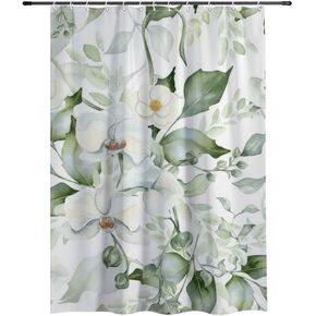 الأوركيد كاميليا عزر دش كشك الستار مع السنانير، الصيف ستارة دش الحد الأدنى للماء، قابل للغسل النسيج عطلة ستائر أنيقة للحمام لعطلة الديكور 72 × 72 في in Kuwait