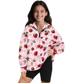 Binienty Half Zip Sweatshirts Girls Plus Size Long Sleeve Shirts Jacket Quarter Zipper Pullover Crop Tops in Kuwait