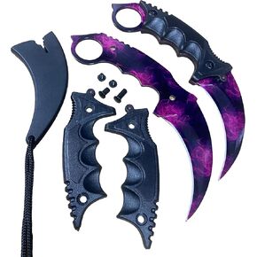 سكين مخلب تانغ كامل 7.56 بوصة، فئة CSGO Karambit ELITE - مرحلة دوبلر، شفرات فولاذية 3cr13 55HRC حادة in Kuwait