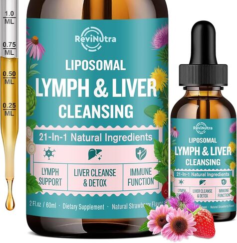 Liposomal Lymphatic Drainage Drops, Liver Cleanse Detox & Repair Liquid Supplement with Milk Thistle, Dandelion, Burdock Root & Echinacea - Lymph & Liver Detox, Antioxidant, Natural Flavor 2 Fl Oz in Saudi Arabia