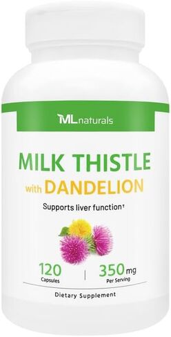 مستخلص شوك الحليب والهندباء من إم إل ناتشورالز - 250 مجم شوك الحليب، 100 مجم جذر الهندباء (لكل جرعة) 120 كبسولة in Kuwait