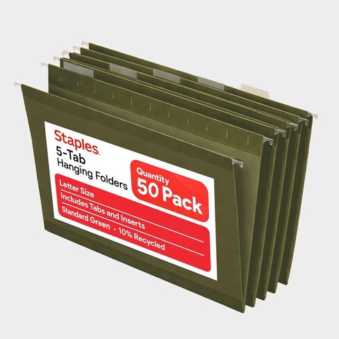 Staples 419200 Hanging File Folders 5 Tab Letter Size Purple 25/Box (419200) in Kuwait