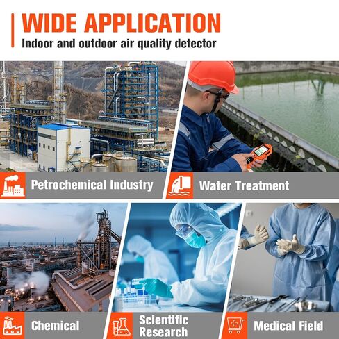 Portable Ozone Detector, 0-100 PPM Ozone Gas Monitor with 0.01 PPM High Resolution, 16H Long Battery Life, Ozone Meter with Alarm, O3 Air Quality Monitor with Temp & Humidity Tester, Orange in Kuwait