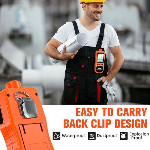 Portable Ozone Detector, 0-100 PPM Ozone Gas Monitor with 0.01 PPM High Resolution, 16H Long Battery Life, Ozone Meter with Alarm, O3 Air Quality Monitor with Temp & Humidity Tester, Orange in Kuwait