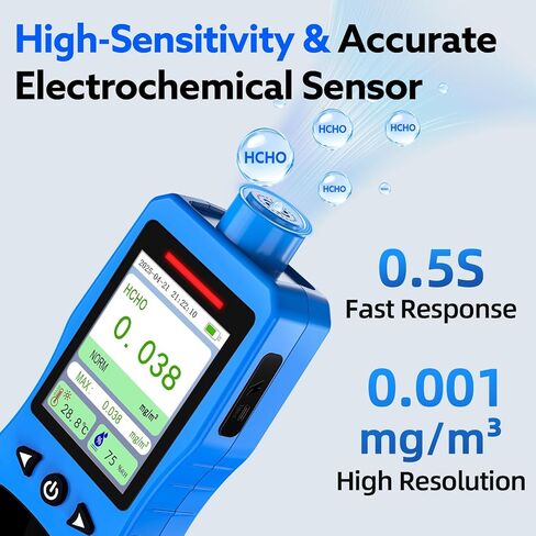 Formaldehyde Detector, Rechargeable HCHO Monitor with Vibration, Visual & Sound Alarms, Temperature Humidity Meter, Formaldehyde Air Quality Tester for Home, Work in Kuwait