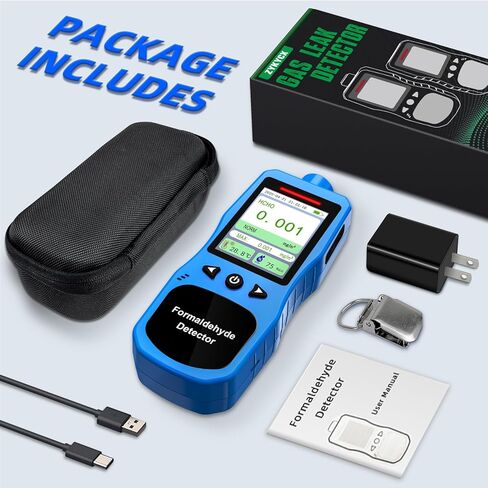 Formaldehyde Detector, Rechargeable HCHO Monitor with Vibration, Visual & Sound Alarms, Temperature Humidity Meter, Formaldehyde Air Quality Tester for Home, Work in Kuwait