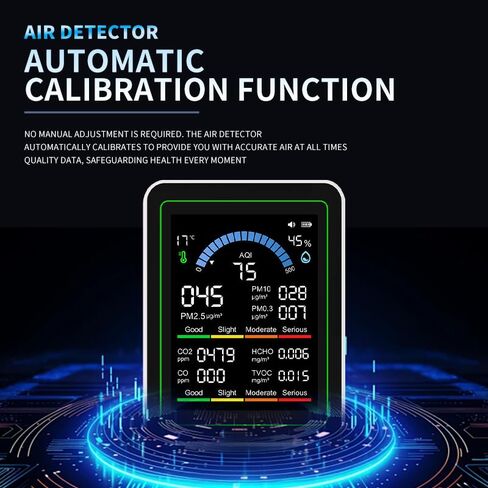 جهاز مراقبة جودة الهواء في الأماكن المغلقة، جهاز اختبار جودة الهواء الذكي المحمول 10 في 1 لثاني أكسيد الكربون | ثاني أكسيد الكربون | TVOC | هكو | درجة الحرارة | تنظيم القاعدة في العراق | PM0.3-1 كشف هوم للنباتات المنزلية والسيارات والحيوانات الأليفة والسي in Kuwait