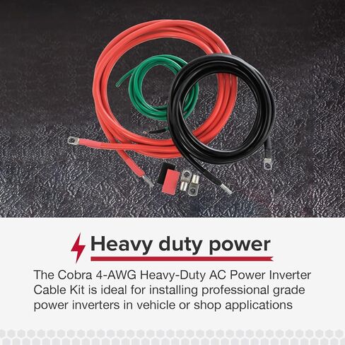 Cobra 10’ Cobra Cable Installation Kit for High Wattage Power Inverters - Compatible With 1500 Watt and 2500 Watt Output Power Inverters in Kuwait