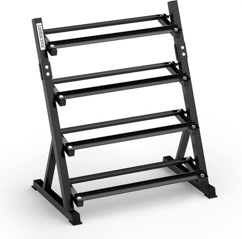 LIONSCOOL Adjustable Dumbbell Rack Stand, 4 Tier Heavy Duty Weight Storage Dumbbell Rack for Dumbbells & Kettlebells, Compact Space-Saving Organizer Stand for Home Gym, 1000+ LB Capacity in Kuwait