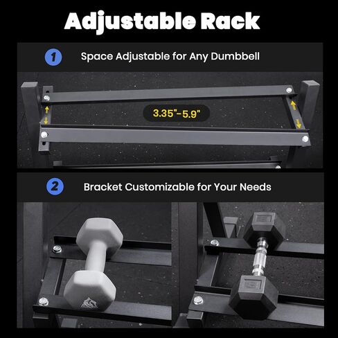 LIONSCOOL Adjustable Dumbbell Rack Stand, 4 Tier Heavy Duty Weight Storage Dumbbell Rack for Dumbbells & Kettlebells, Compact Space-Saving Organizer Stand for Home Gym, 1000+ LB Capacity in Kuwait